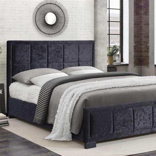 Hannover Fabric Bed - Black Crushed Velvet