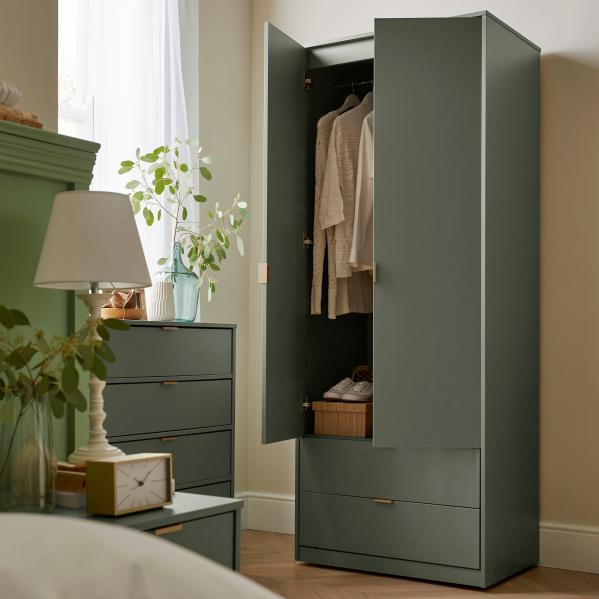 Diego 2 Door & 2 Drawer Wardrobe - Reed Green