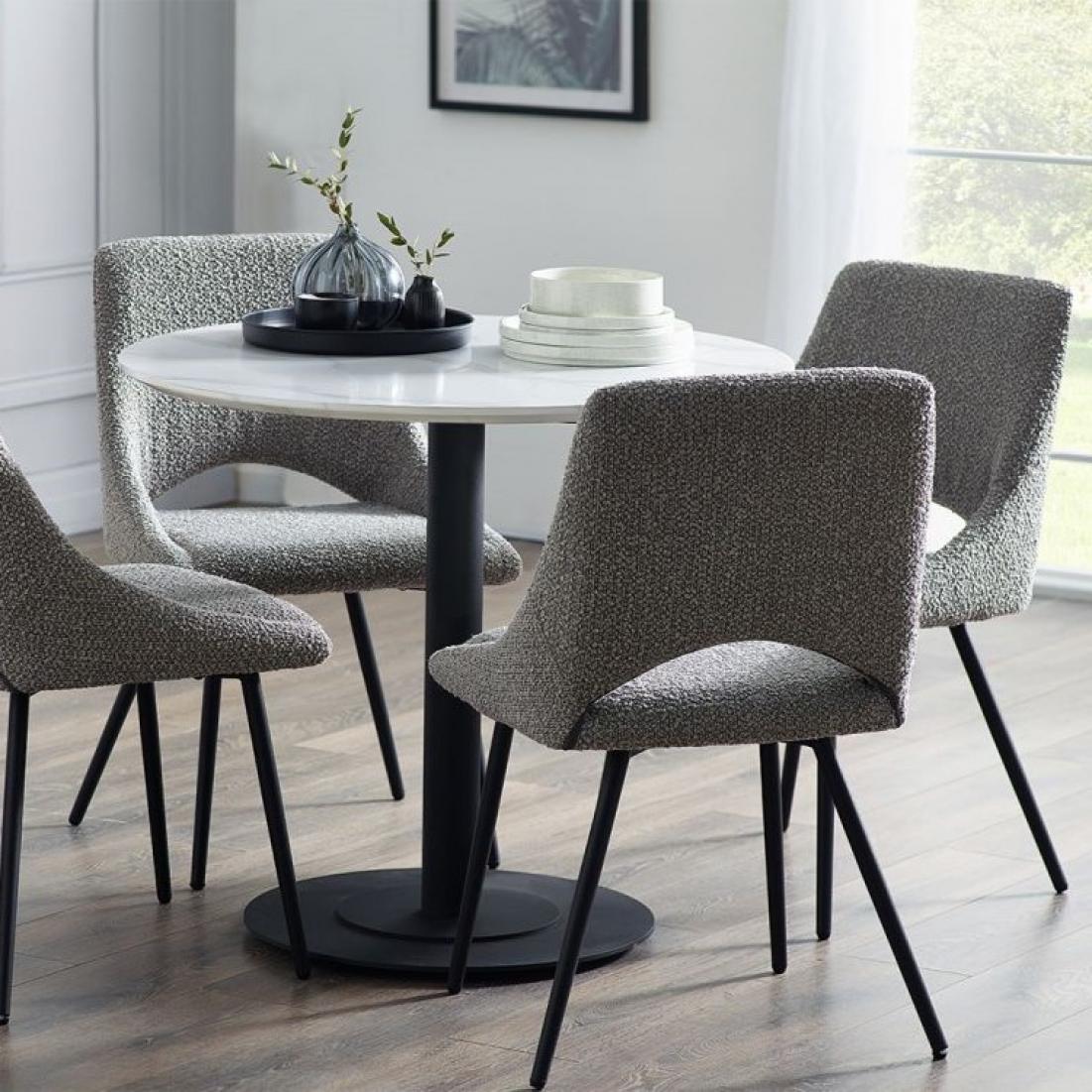 Luca Dining Table with Iris Grey Boucle Chairs