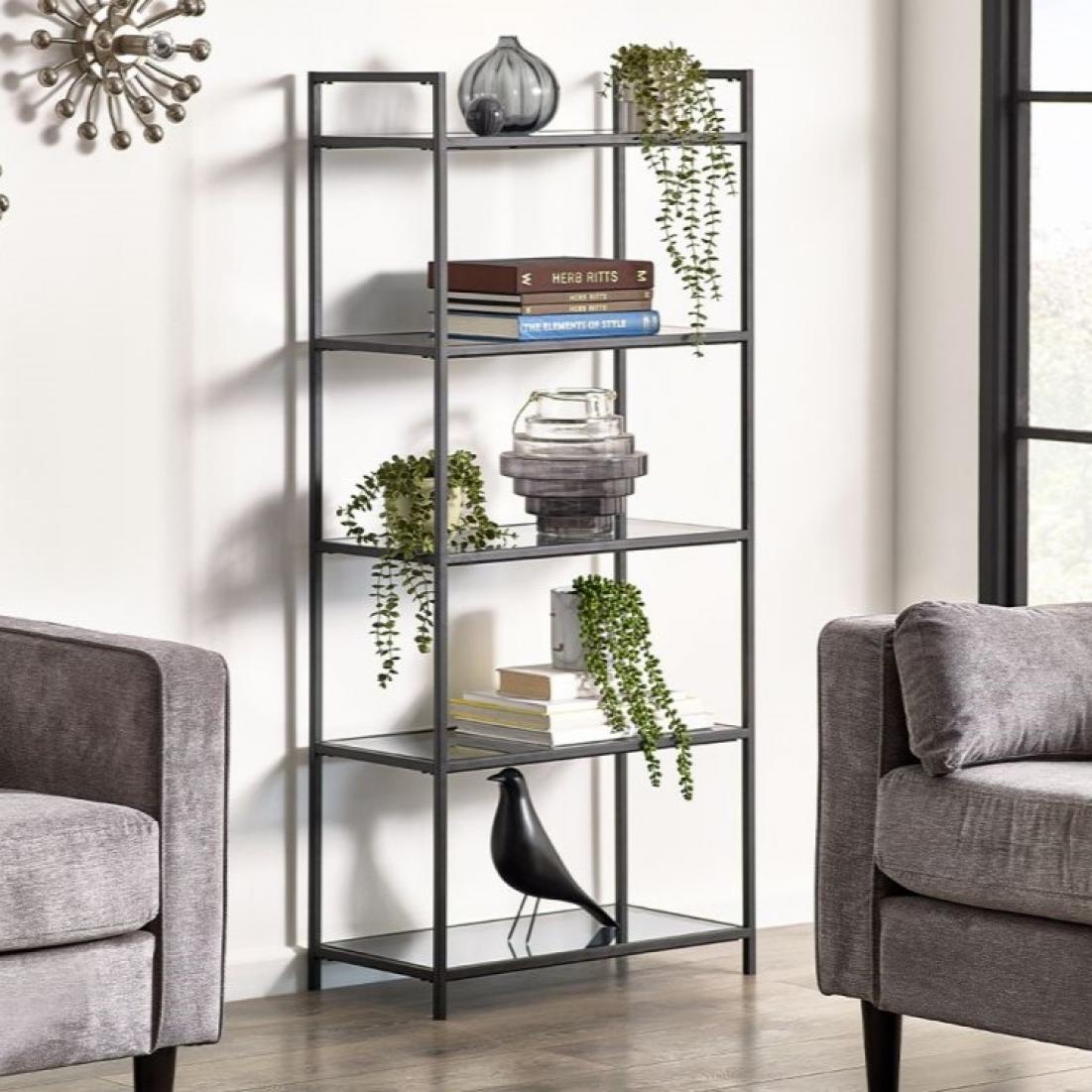 Chicago Tall Bookcase - Smoked Glass