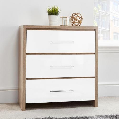 Seville White 3 Drawer Chest