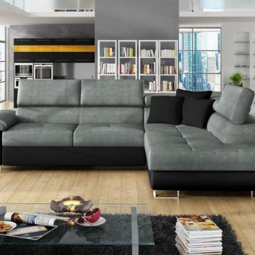 Anton Corner Sofa Black & Grey 