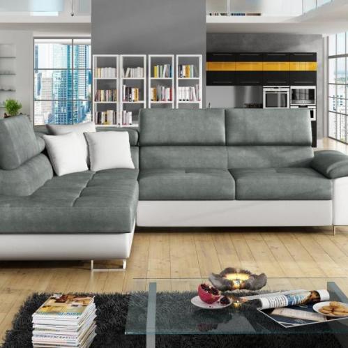 Anton Corner Sofa Grey & White Left