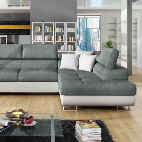 Anton Corner Sofa Grey & White