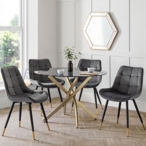 Montero Dining Table & Hadid Dining Chairs Grey