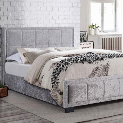 Hannover Fabric Bed - Steel Crushed Velvet