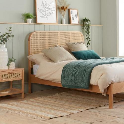 Margot Rattan Bed - Oak