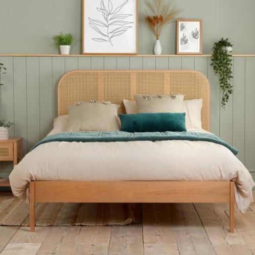 Margot Rattan Bed - Oak