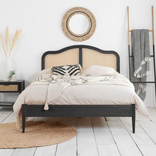 Leonie Rattan Bed - Black