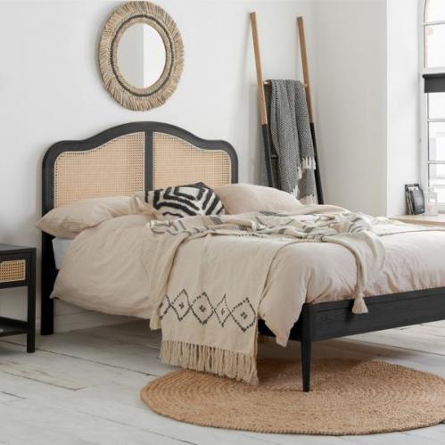 Leonie Rattan Bed - Black