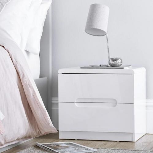 Manhattan 2 Drawer Bedside - White