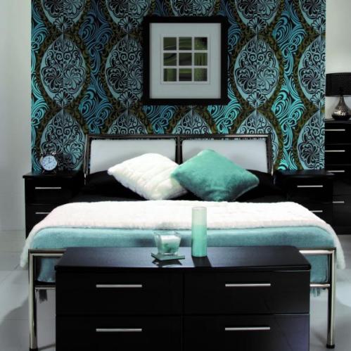 Knightsbridge 3 Drawer Bedside - Black Gloss Black