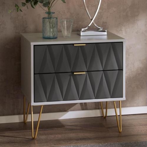 Diamond Deluxe Bedside - Dust Grey & White