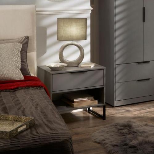 Diego One Drawer Bedside - Dust Grey