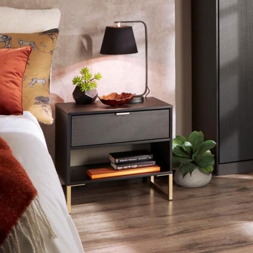 Diego One Drawer Bedside - Black