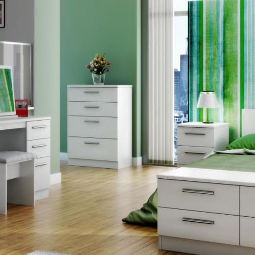 Knightsbridge 4 Drawer Chest - Matt White & White