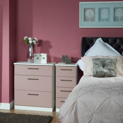 Knightsbridge 3 Drawer Chest - Kobe Pink & White