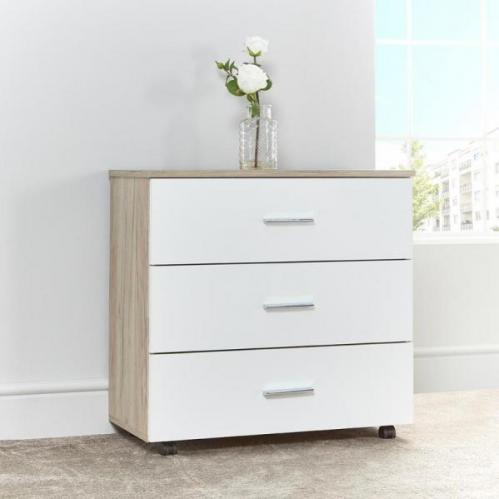 Solo 3 Drawer Chest - Light Oak & White