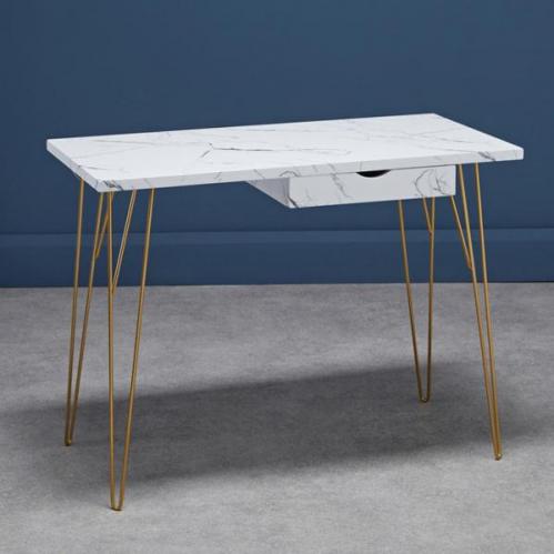 Fusion Desk - White Marble