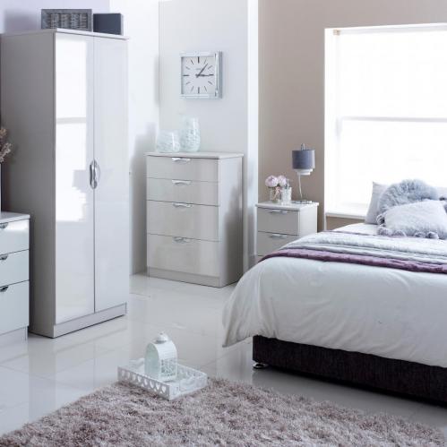 Camden 2 Drawer Wardrobe - White Gloss