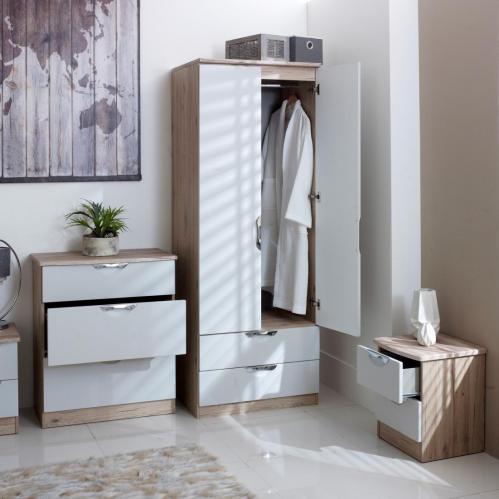 Camden 2 Doors & 2 Drawer Wardrobe -Grey Matt & Bardolino Oak