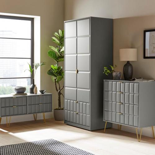 Cube Wardrobe 2 Door 2 Drawer - Dusk Grey