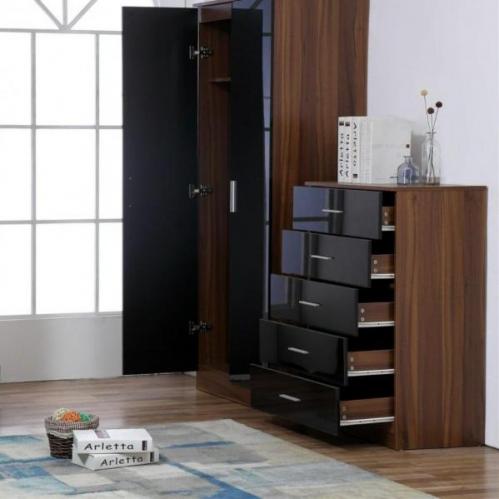 Reflect Wardrobe - Black & Walnut