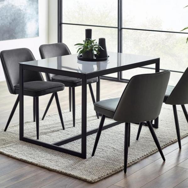 Chicago dining table with 4 Burgess grey chairs