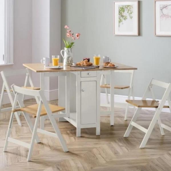 Savoy Dining Set - White / Natural Finish