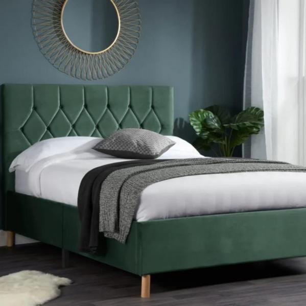 Loxley Fabric Bed - Green