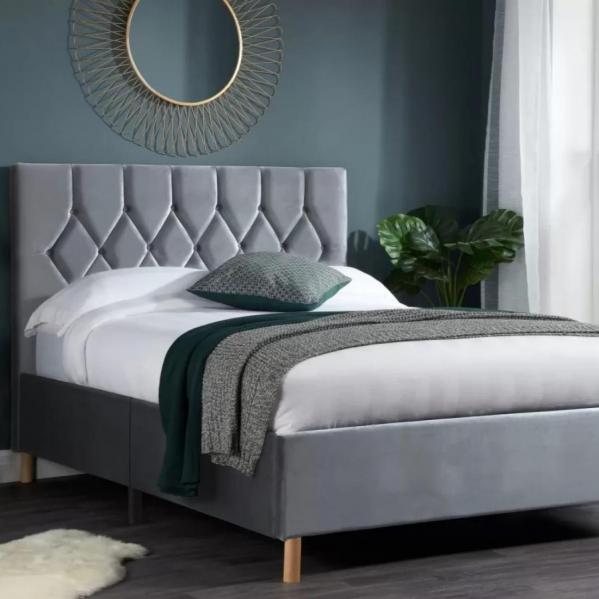 Loxley Fabric Bed - Grey