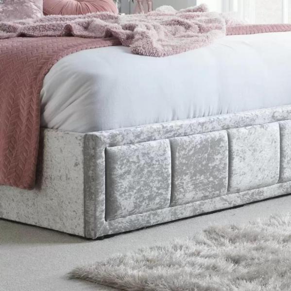 Hannover Ottoman Bed - Steel Crushed Velvet