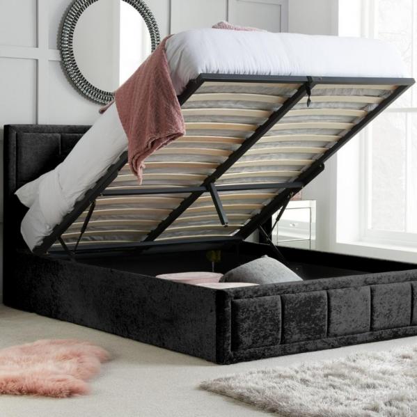 Hannover Ottoman Bed - Black Crushed Velvet