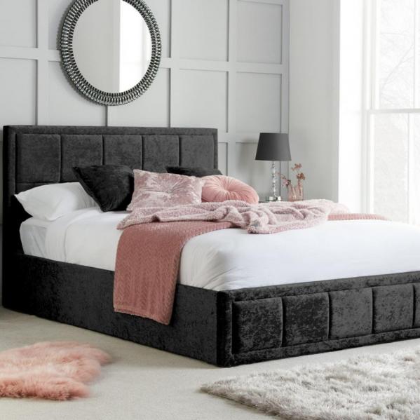 Hannover Ottoman Bed - Black Crushed Velvet