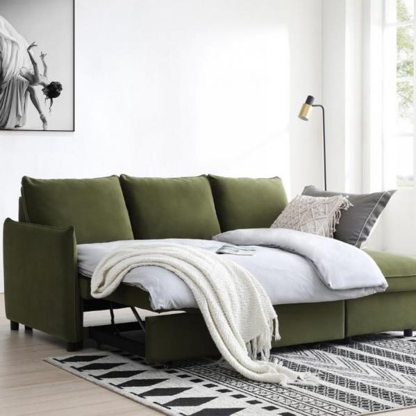 BLAIRE CORNER SOFA BED OLIVE GREEN