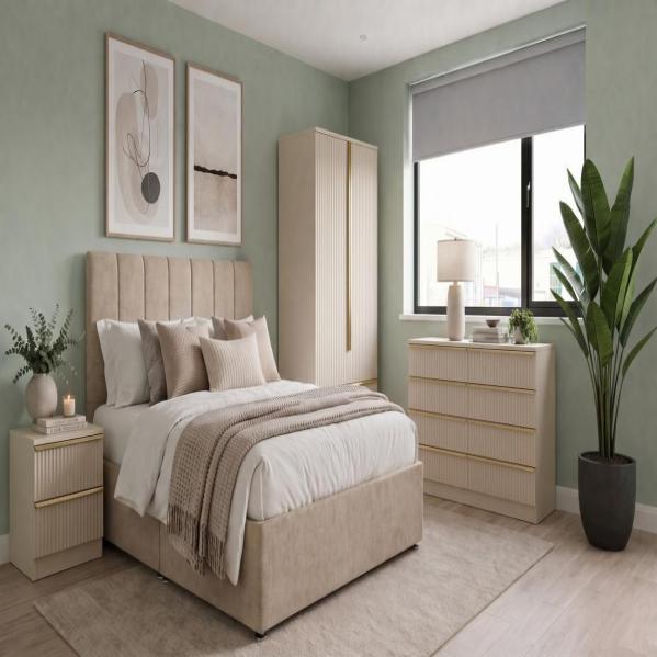 Plush Mink Bed with Lania Putty Bedroom Set
